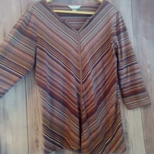 Christopher & Banks Womans Size L Large Multiple Colors Stripe Soft Knit Stretch
