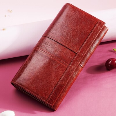 100% Genuine Leather Women Wallets Female Long Luxury Brand