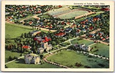 1948 University of Tulsa Oklahoma Panorama Grounds Buildings Posted Postcard