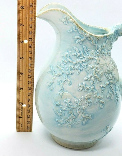 Blue Sky Clayworks Muschelkrug abgenutzt blau Keramik 8" hoch 2010 EUC - Bild 2 von 11