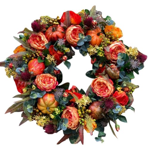 Peony Spring Wreath for Front Door, Handmade Pink Floral Wreath Artificial Decor