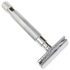 Parker 64S Stainless Steel Handle Double Edge Safety Razor w/  Closed Comb Head 