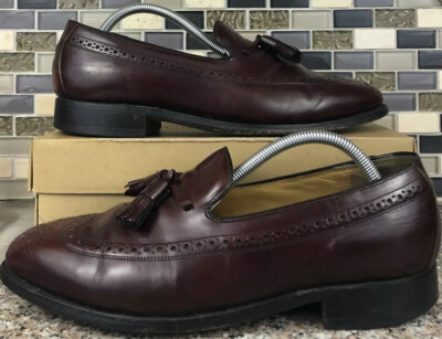 Johnston & Murphy Aristocraft Burgundy Brown Leather Tassel Loafer Mens Shoes 10 s-l400.jpg main image 3