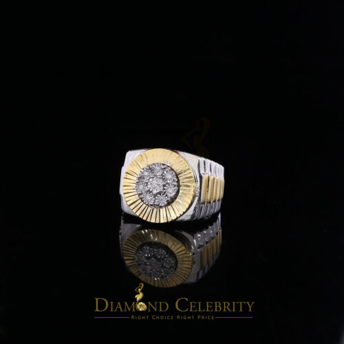 0.15CT Real Diamond Men's 925 Sterling Silver Round Ring Size 9 in White