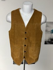 Vintage Joo Kay leather vest Men s Size 44 Sherpa Lined Snap Front Excellent Co