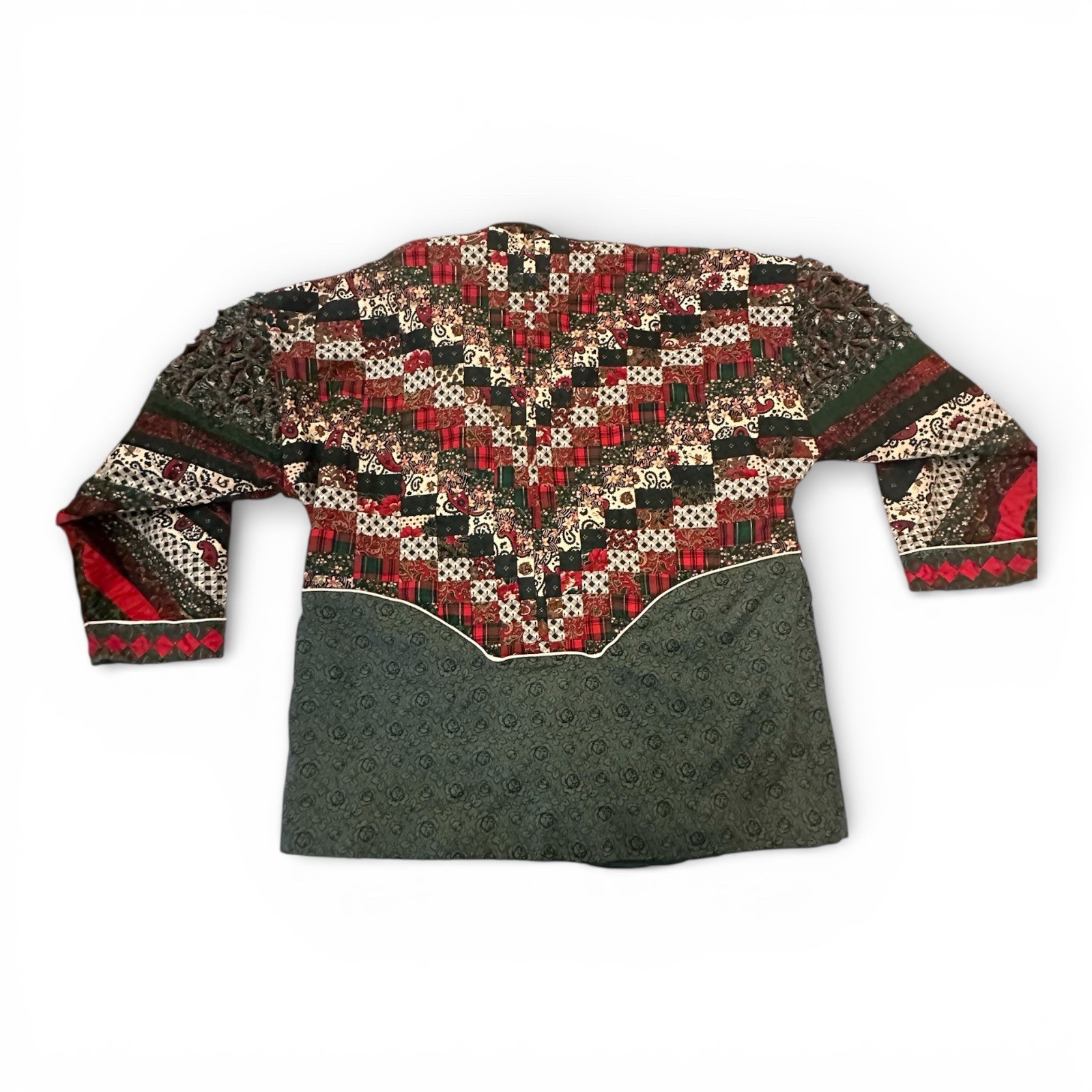 Handmade Patchwork Christmas Quilted Jacket Butto… - image 16