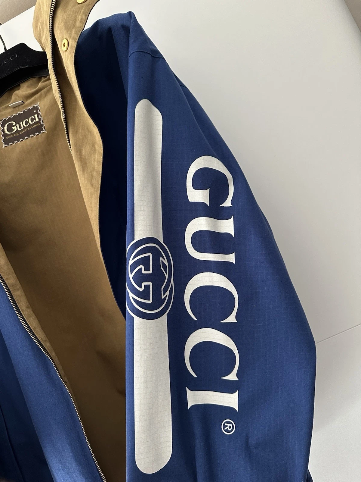 Giacca Gucci Blouson taglia 54 (XL) blu marrone reversibile