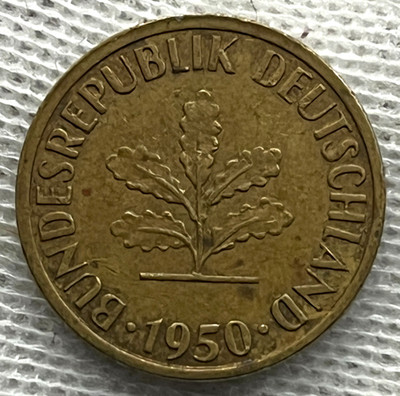 Germany / 5 Pfennig / 1950-J (Large J) / KM#107 / World Coin / (03-0846)