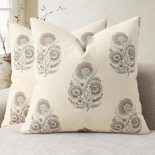 Vintage Floral Print Fall Pillow Covers 18X18 Set of 2 Patterned Accent