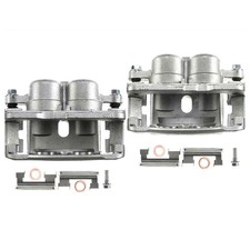 2pc Dual Piston Caliper w/Bracket Uncoated F/R Silver Hummer GMC Chevy Cadillac