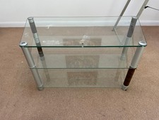 Three Tier Clear Glass TV Table Stand Living Room Furniture
