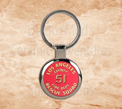 Old style Squad 51 LA County fire fighter dept Emergency Rescue  Key Chain