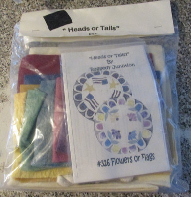 Raggedy Junction Heads or Tails Flowers or Flags Felt Kit complete Rug??