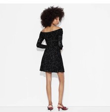 Wild Fable Dress Women Small Black  Long Sleeve Flocked Mini Fit New W Tags