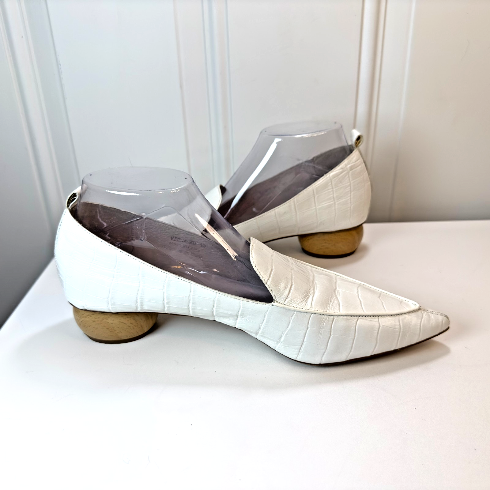 Jeffrey Campbell Viona-WD White Croc Loafers Slip-On Women's US 10