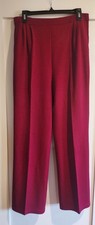 St. John Collection Dark Red Santana Knit Pleated Elastic Waist Pants Pockets 8