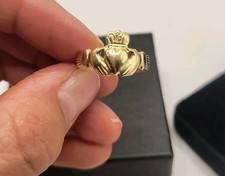 Vintage Size 8 Ladies Irish Claddagh Celtic Ring Solid 14K Yellow Gold