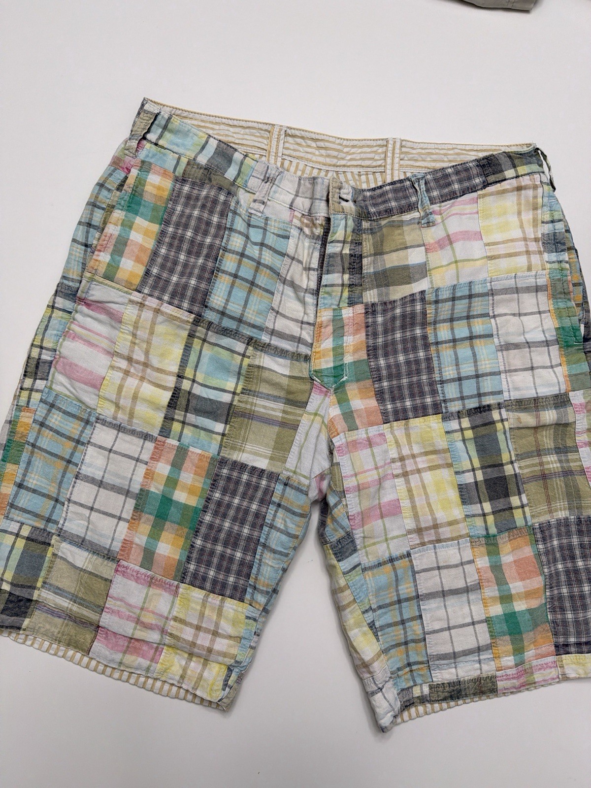 Tailor Vintage Reversible Patchwork Madras Shorts… - image 1