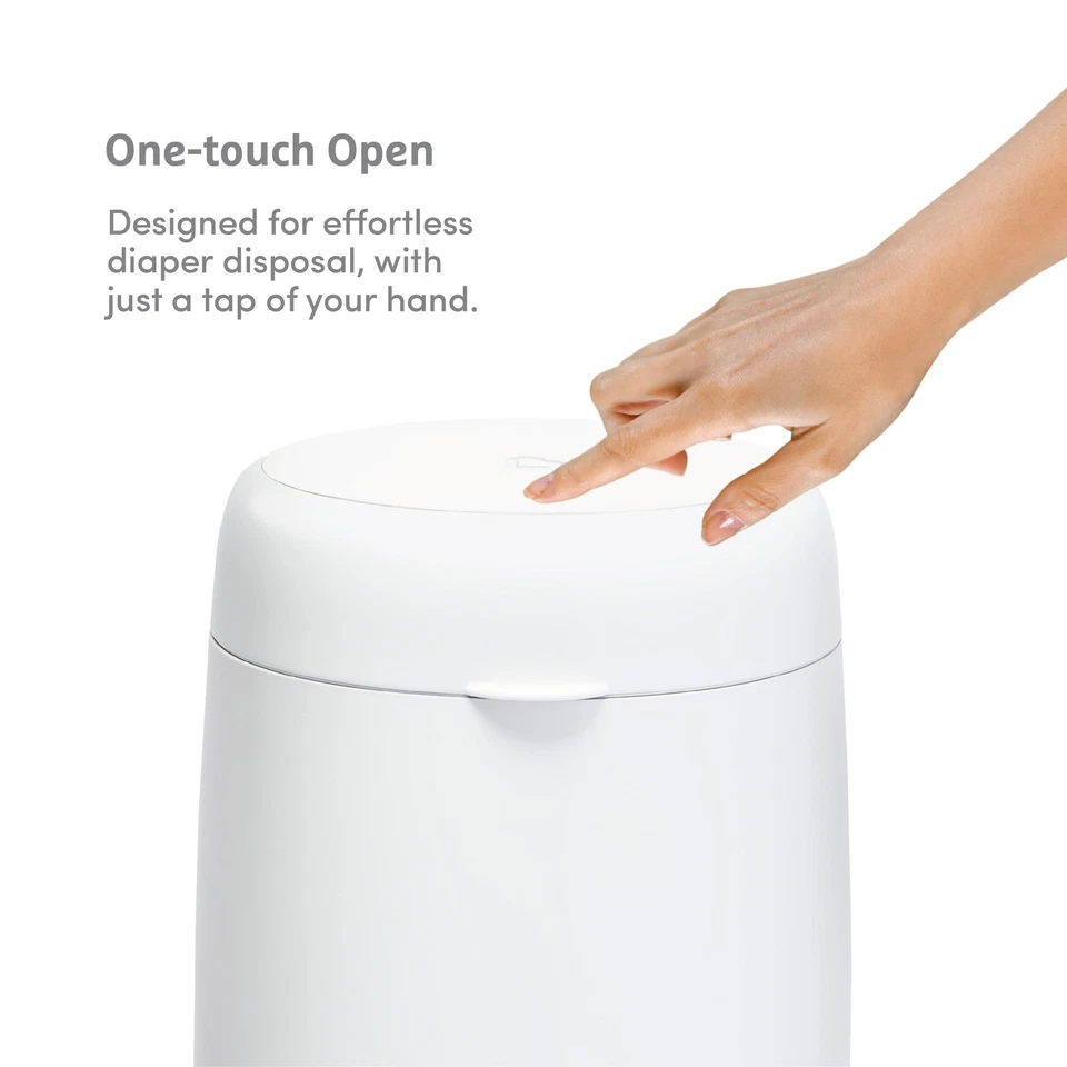 Cubo de pañales Munchkin® FLEX, control de olores, tamaño compacto, tapa del grifo para abrir, blanco Foto 3 de 4