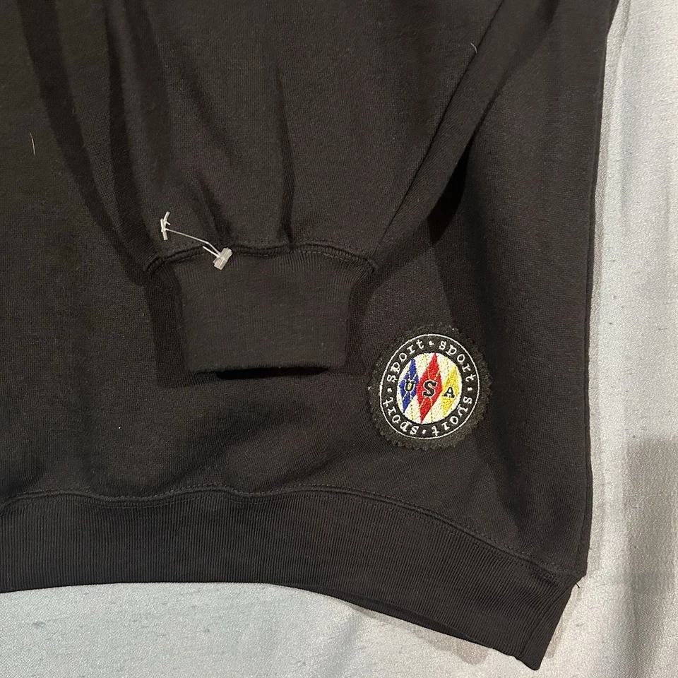 Sudadera De Colección Años 90 Venezia Pantalones Deportivos Mezcla Algodón Negra Tema EE. UU. Talla 26/28 Foto 3 de 4