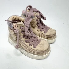 BILLY Boots Toddler Size 6 Cuff High Top Faux Wool Lace-Up Zip-On Winter Tan
