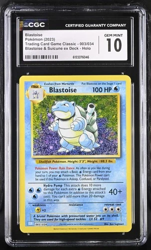 CGC 10 Blastoise 003/034 Holo Pokemon TCG Classic CLB Deck English 2023 Gem Mint