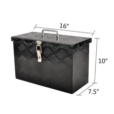 16"x7.5"x10" Aluminum Truck Bed Tool Box Trailer Tongue Box Pickup Storage RV