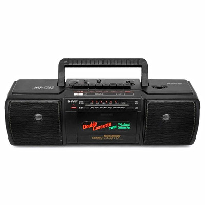 Sharp WQ-T202 Boombox Ghettoblaster AM/FM Radio Doppelkassette schwarz