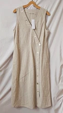 Soft Surroundings Button Front Maxi Dress Womens size Medium Hemp Cotton Cottage
