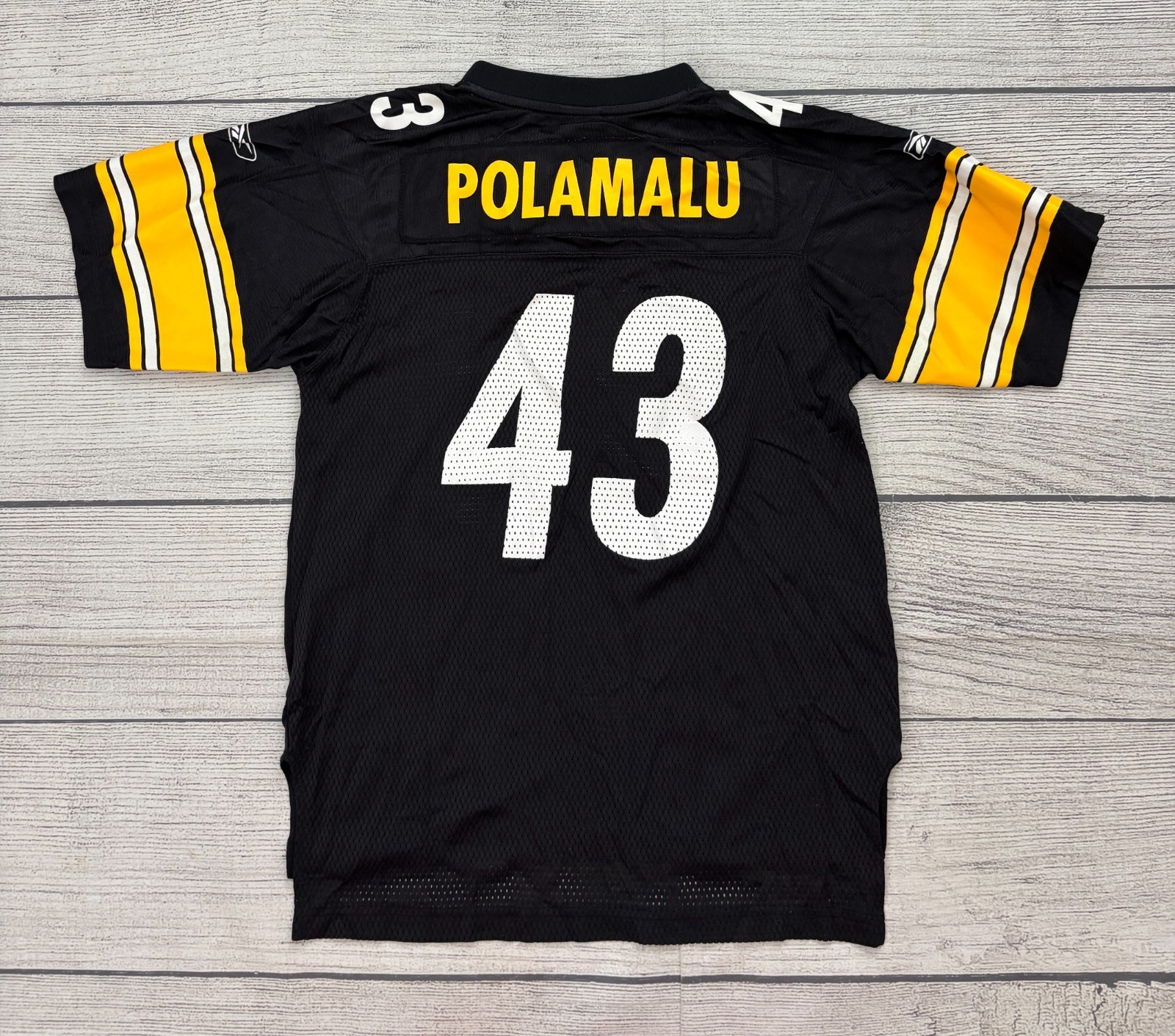 TROY POLAMALU #43 PITTSBURGH STEELERS Youth Sz Large Reebok Home NFL Jersey VTG thumbnail 7