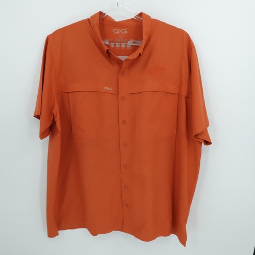 Game Guard Outdoors Shirt Mens XXXL Orange Fishing Vented Embroidered Mikes Hard