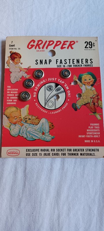 Vintage Snap Fasteners Gripper Size 16 Made In USA 4 Count Excellent Condition