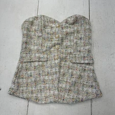 Shein Multicolor Pearly Button Accent Strapless Tube Top Shirt Womens Size M NEW