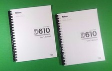 Owners Manual for Nikon D610 Camera 368 Pages W/Clear Covers 