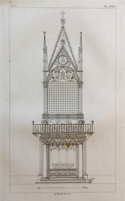 ITALIAN ARCHITECTURAL ENGRAVING ROMAN BASILICA INTERIOR