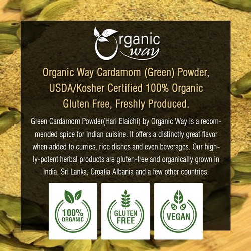 Organic Way Green Cardamom Elaichi Powder - Organic, Kosher & USDA Certified - Picture 5 of 8