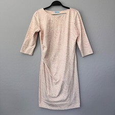 J. McLaughlin Ruched Sheath Dress Pink Zebra Print 3/4 Sleeve Medium