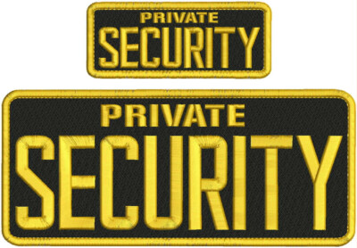PRIVATE SECURITY EMBROIDERY PATCH 4X10 AND 2X5 VELCR@ ON BACK GOLD ON ...