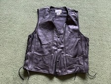 Vintage Starwest Inc. Black Leather Lace Up Sides Motorcycle Vest Size M USA
