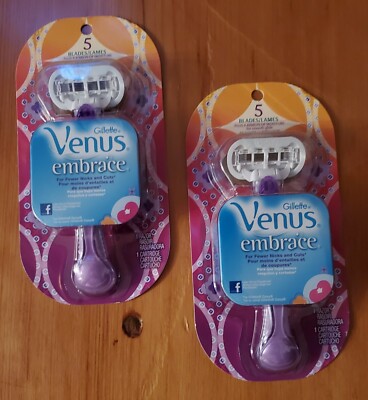 LOT (2) GILLETTE VENUS 5 BLADES DISPOSABLE RAZORS  AUTHENTIC Brand New Sealed