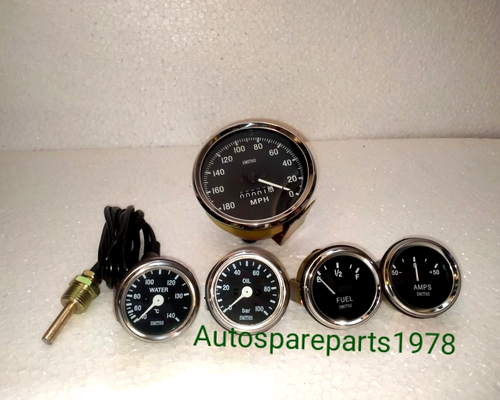 Kit Strumenti Replica Smiths Per Auto - 52mm Temperatura Olio Benzina Voltmetro + Tachimetro 85mm