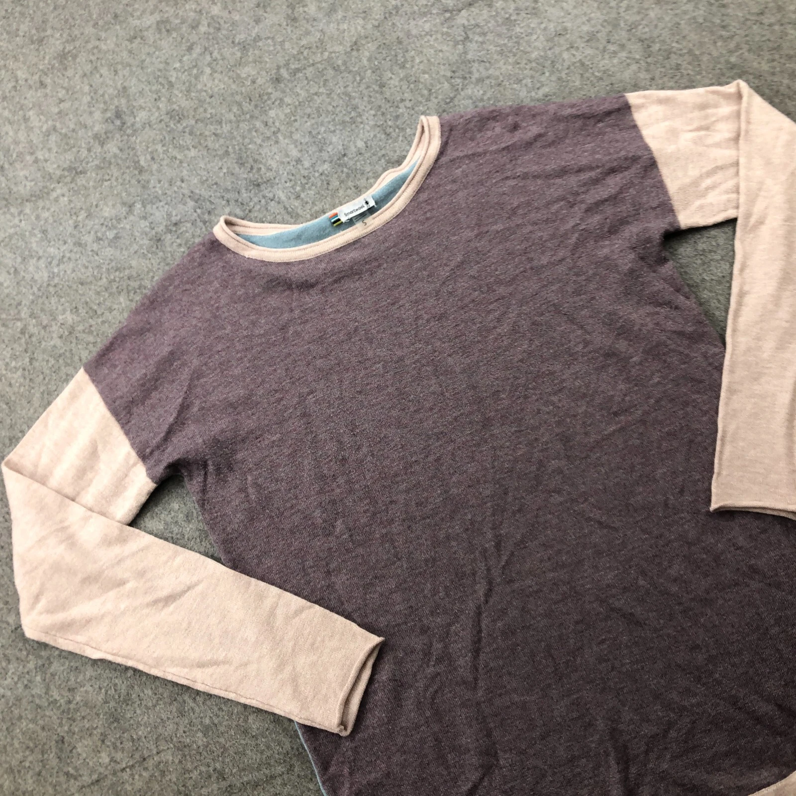 smartwool shadow pine colorblock crew pink blue sweater