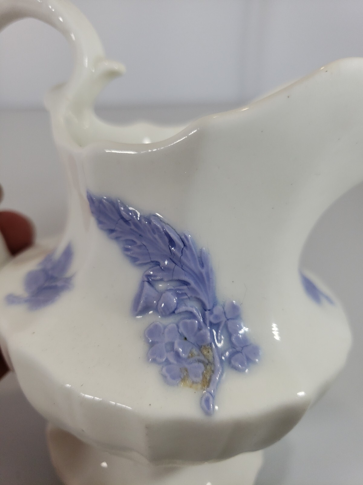 Antique Chelsea Ware Staffordshire Creamer Semi Porcelain Sprig 