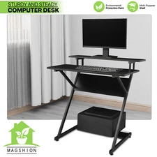 31.5" Z Shape [MONITOR SHELF GAMING DESK] Home Computer Table Office Workstation