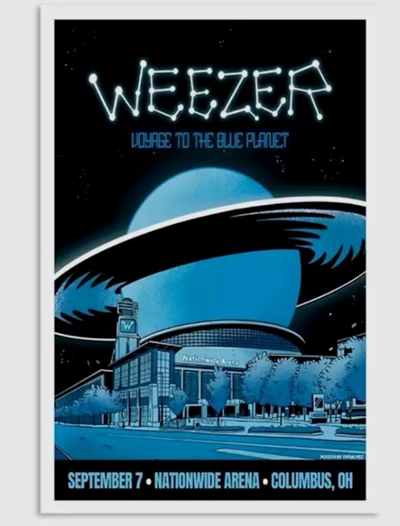 Custom Weezer Sept 7 2024 Nationwide Arena In Columbus OH Poster