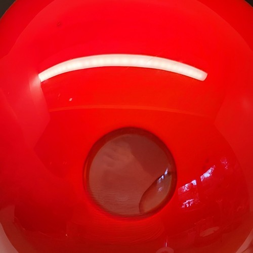 Bol / vase en verre rouge Art avec 3 cercles transparents - Photo 7/9
