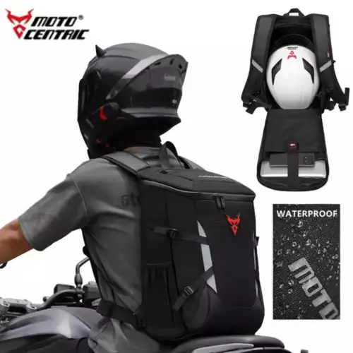 Motocentric 28L Motorcycle Backpack | Waterproof Riding Bag with Helmet Slot