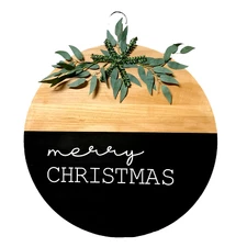 Large Farmhouse Black & Brown Wood Christmas Ornament Home Wall Decor