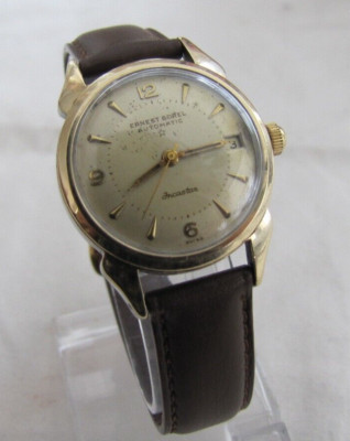 ERNEST BOREL INCA GOLD/SS SCRBK WP 17J F692 BIDYNATOR DATE 2 TONE BULLS EYE DIAL