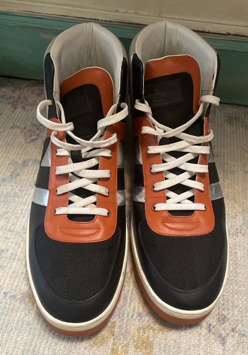 LOUIS VUITTON High-Top Sneakers US15 Black Orange Silver